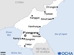 Die Demokratische Volksrepublik Nordkorea. Quelle:reliefweb.int/UNCS, Europa Technologies