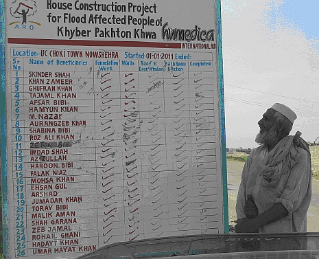 Für jeden ersichtliche Übersicht zur Entwicklung des Häuserbauprojekts. Foto: humedica/Toni Großhauser