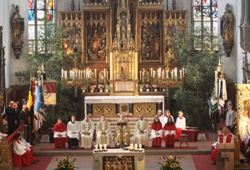 Der Fronleichnamsgottesdienst in der Stadtpfarrkirche St. Martin: die Kollekte ging an humedica. Foto: AZ/Wild