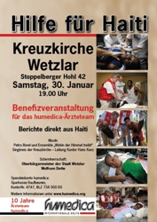 Der Benefiz-Abend zu Gunsten der humedica-Hilfe in Haiti findet im mittelhessischen Wetzlar statt. Foto: humedica