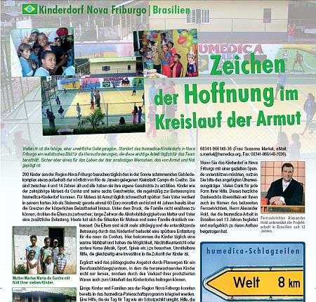 Im neuen Infobrief berichtet Wolfgang Groß direkt aus dem Kinderdorf in Nova Friburgo, Brasilien. Screenshot/Layouting: Jochen Schultheis