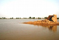 Dankbarer Blick in schmutzigem Gesicht