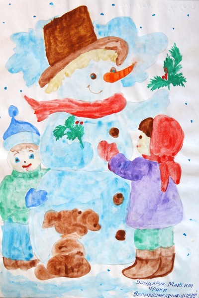 Mit diesem farbenfrohen Schneemann ermalte sich Maksim den erstenPlatz des Bilderwettbewerbs. Foto:humedica