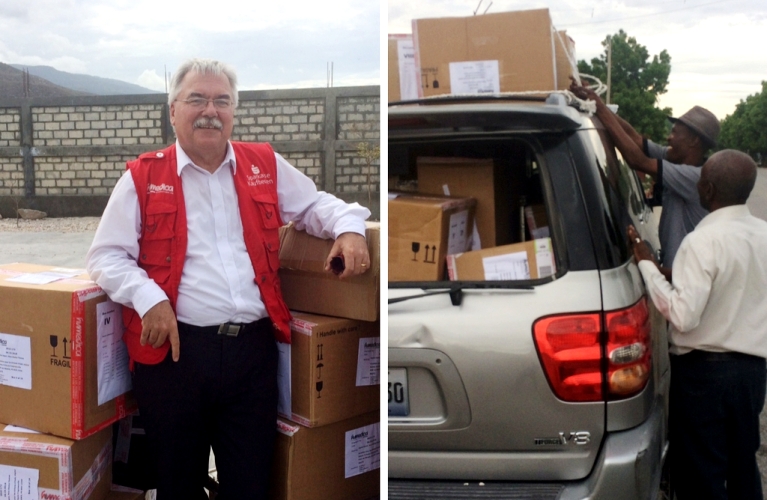 Geschafft - dashumedica-Medikit für die medizinische Erstversorgung für bis zu 3.000 Personen ist sicher in Port-au-Prince angekommen. Foto:humedica