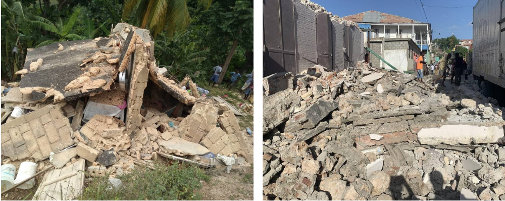 Schutt und Trümmer erschweren die notwendigen Hilfsmaßnahmen und das Durchkommen der Einsatzkräfte noch immer massiv. Trophensturm "Grace" heizt die bereits stark angespannte Lage weiterhin an. Foto: Wilson Jovin